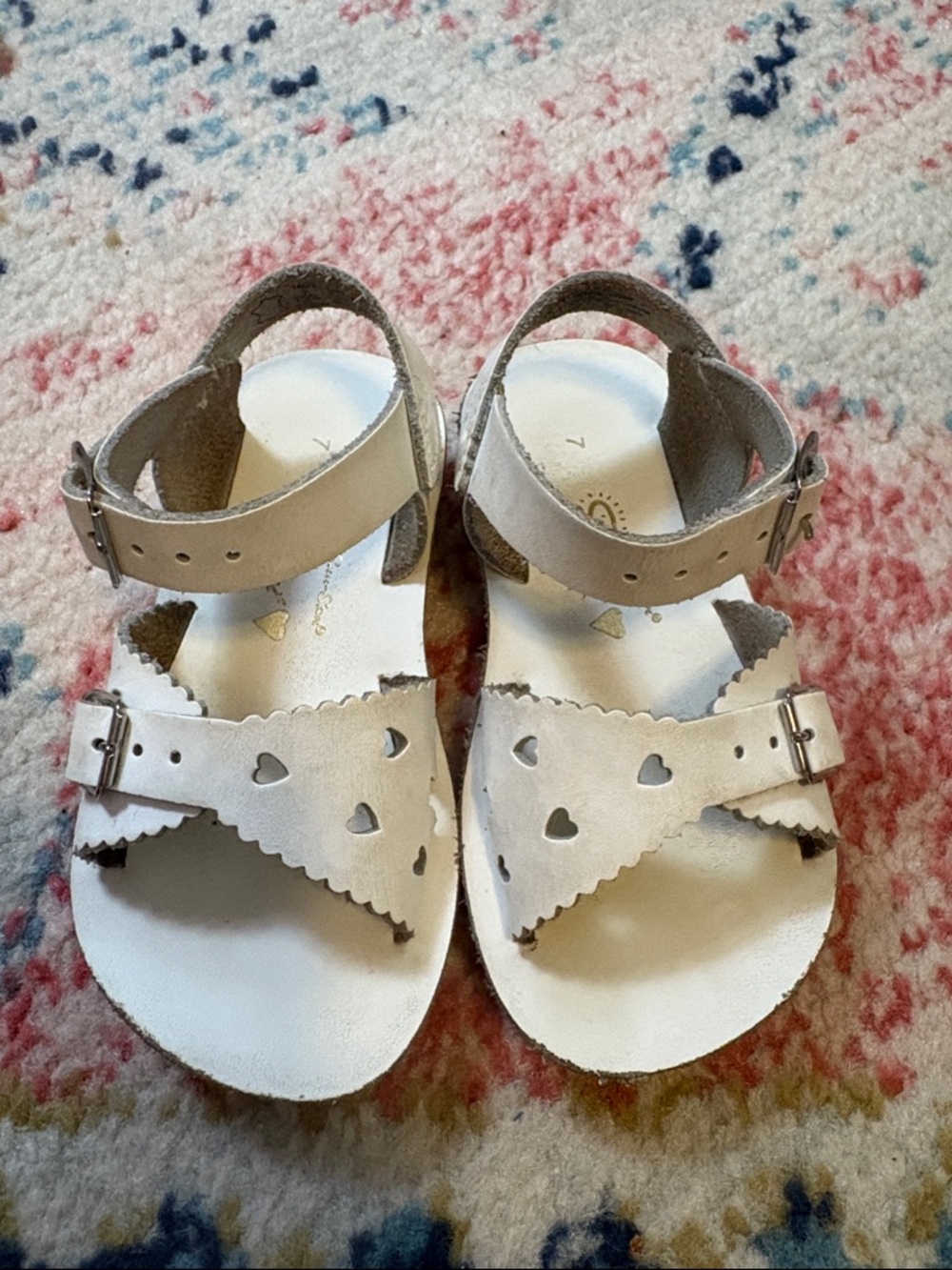 Size 7 Sun San Sweetheart White Waterproof Leather Sandals